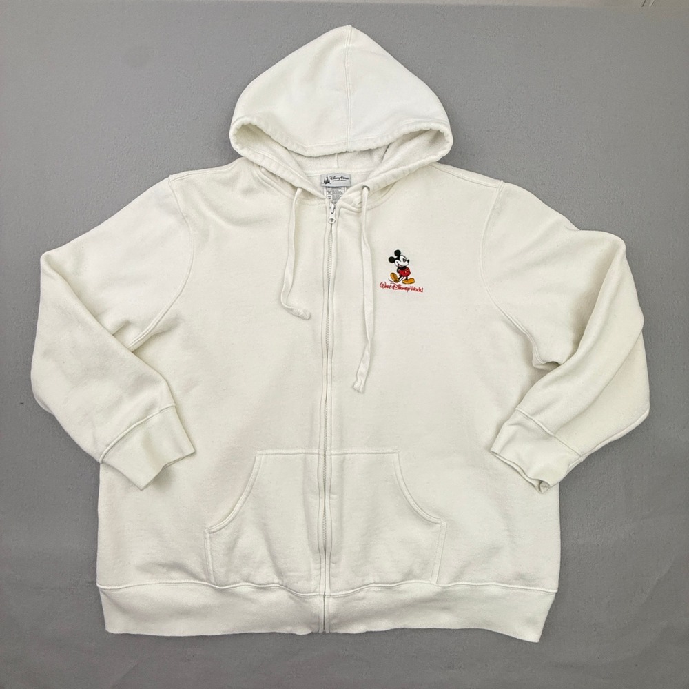 Disney Parks Full Zip Hoodie Womens 3X White Mickey Mouse Walt Disney World